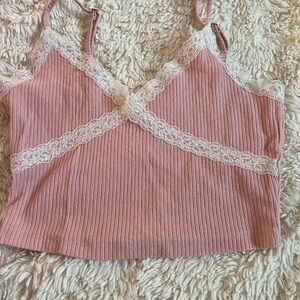 pink cropped tank top